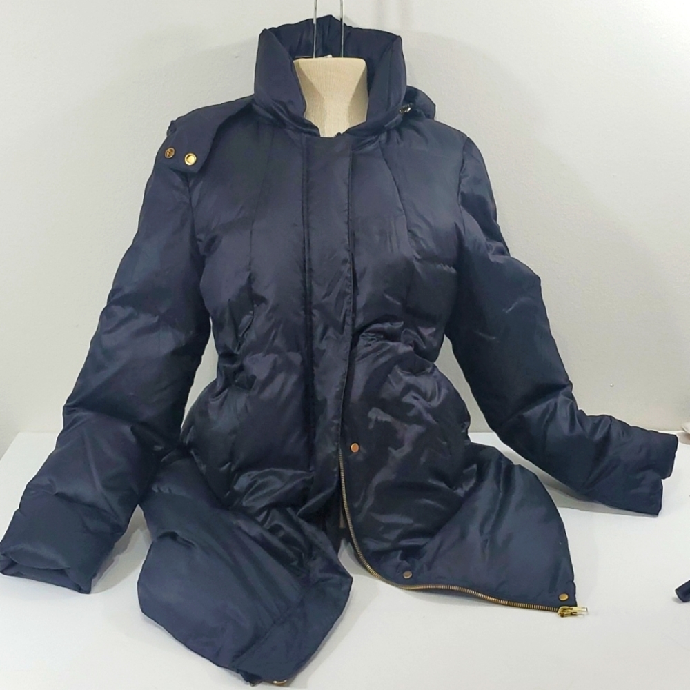Eileen Fisher Navy Puff Cozy Long Jacket Size small petite